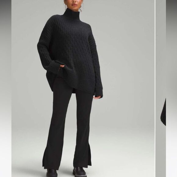 NWT New LULULEMON Cable-Knit Relaxed-Fit Sweater Black Large - Picture 2 of 6